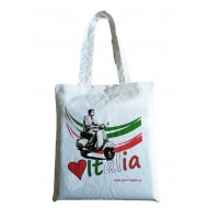 Canvas Shopping Bag White Vespa Italy