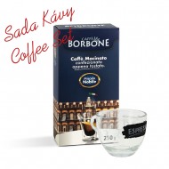 Gift Set Italian Ground Coffee Borbone Nobile Blend 250g with Glass Coffee Cup with Decorations